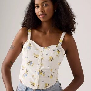 Levi’s Adore Bustier Top, Cream Floral, Sz XXS, NWT